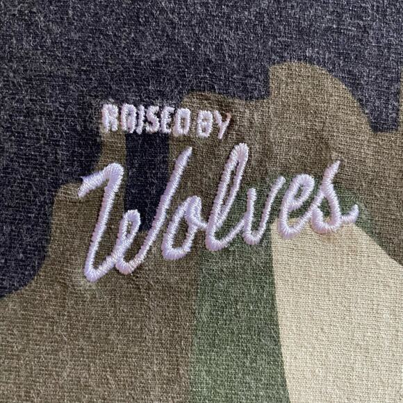 Raised By Wolves FW2019 Embroidered Camouflage Varsity T-shirt - Picture 3 of 6